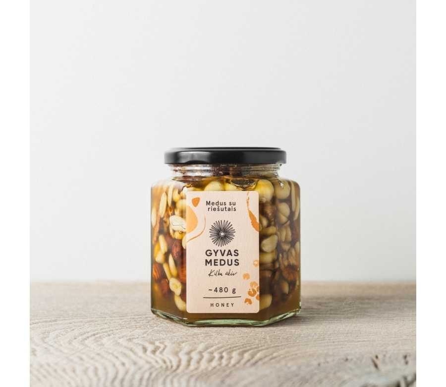 Medus su Riešutais "Miksas" 500g.